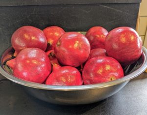 I wanted to have pomegranate sorbet, so we got these great big pomegranates from my friends at POM Wonderful. https://www.pomwonderful.com/