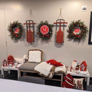 Hanging on the wall - my Farmhouse Holidays Sled Table Decoration, my Farmhouse Holidays Red Cardinal Artificial Wreath, my Sweater knit Fur Throw, my Santa Mailbox Cookie Jar, and more great holiday items on my Demi Bench - all exclusively at Macy's. https://mcys.co/35rtX2k