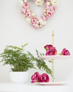This is my Ceramic Heart 2-Tier Server. Use it for a buffet or gathering with its charming pink ceramic heart-shaped tiers and gold-tone accents.