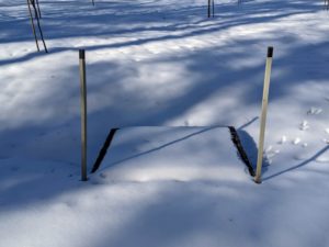 Whenever it snows, I am always grateful for the stakes we put up delineating the carriage roads. We paint the tips of those stakes that mark the catch basins, so if needed, the side openings can be cleared.