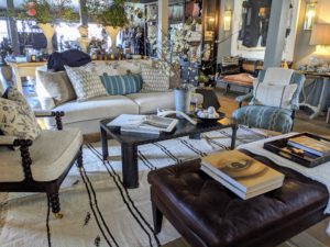 The space has several home furnishing settings, where visitors can find interior design inspirations while perusing one of the many decorating books displayed around the store.