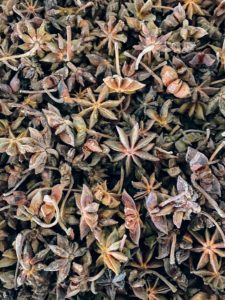 This is star anise - the pungent, licorice-like aroma makes star anise an integral ingredient in Chinese five spice, where it’s combined with fennel, cinnamon, Szechuan peppercorns and cloves.