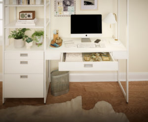 And deep drawers keep all the clutter off the desktop.