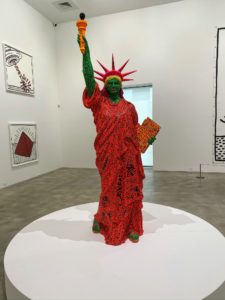 This is the "Statue of Liberty" by Keith Haring and LA II, 1980 made with felt-tip pen and Dayglo on fiberglass.