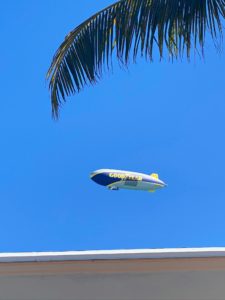 Outside, we saw the iconic Goodyear Blimp. Operated by the Goodyear Tire and Rubber Company, the blimp is used mainly for advertising purposes and capturing aerial views of live sporting events for television. The fleet now includes three semi-rigid airships - each measuring 246 feet long.