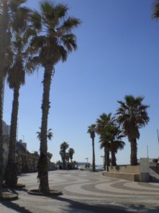 The tayelet, or promenade, on the beach in Tel Aviv