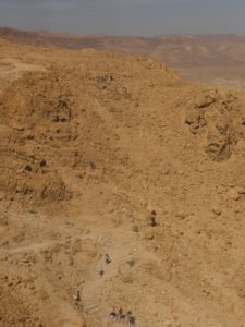 Here is a view of the Snake Path that leads up to Masada.  It is a long climb up and it is recommended that you begin your climb very early in the morning to avoid a punishing sun.