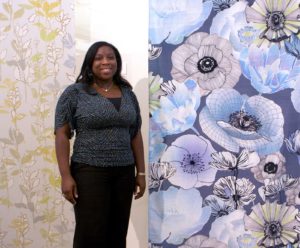 Chanell Riley's fabric panels - digital inkjet printing on silk - 'Dot Vines'
