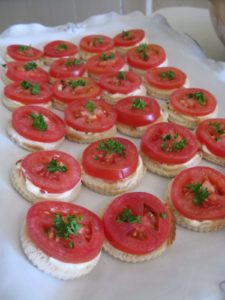 Little open-faced tomato sandwiches