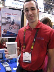 There were E-readers at every turn - this is Jerry Cimadomo showing off the JetBook. http://www.jetbook.net/