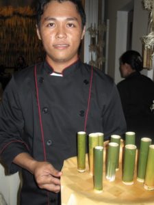 We were served rice wine in bamboo 'glasses' - it was quite potent!