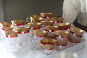 I love these gold rimmed punch cups.