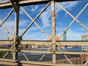 Driving away from the flea market on the Brooklyn Bridge