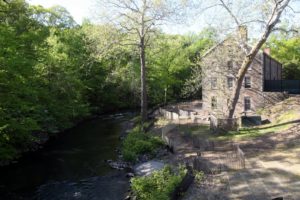 This amazing building is the Stone Mill, a New York City landmark and a national historic landmark.  It is being restored with support from The Lillian Goldman Charitable Trust and The Amy P. Goldman Foundation.  It sits on the Bronx River, the only fresh water river in New York City.