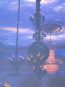 The crystal chandelier is the actual one in the plaza.  All the others were brought in for the party.