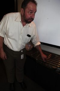 Bill Groll showing a new pot rack - soon to be available at Sur La Table http://www.surlatable.com/