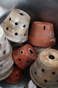 Many of my orchid pots were thrown for me by master potter, Guy Wolff.  www.guywolff.com
