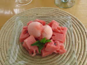 My favorite dessert was fresh watermelon with watermelon sorbet.
