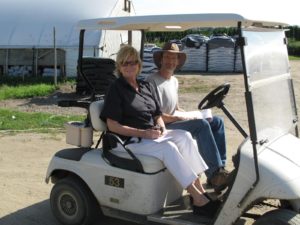 Because it was so hot, Jim took me around his nursery in a golf cart.