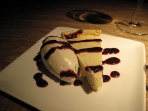 A wonderful ricotta cheesecake with gelato