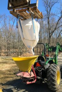 The sacks come equipped with a built-in funnel at the bottom for easy dispensing. This makes loading the hopper very easy.