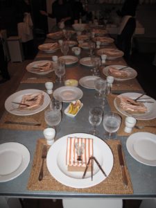 The table for this Saturday night supper was set in the kitchen because we were serving messy lobsters in the shell.