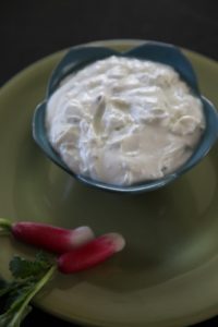 Lisa shared some of those French radishes and her special lemon-chive dressing.
