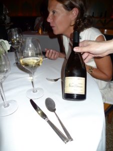 Another wine being poured - Laura Slatkin loved the food as much as I did.
