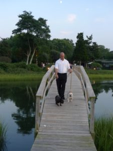The groundskeeper walked Francesca and Sharkey out to me on the board walk.  I was a bit afraid that the dogs would fall off into the water - thankfully, they did not.