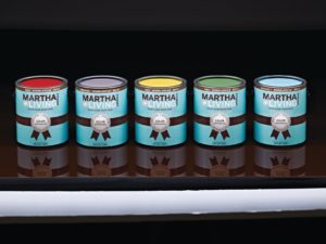 Our new Martha Stewart Living paint line at The Home Depot, features 280 beautiful colors, available in interior and exterior paint, including four interior sheens - flat, eggshell, semi-gloss, and high-gloss - and two exterior sheens - flat and satin.