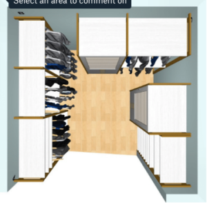 Using measurements of the space, Kirk, Jen and the California Closets design team came up with a number of great arrangements using their special CAD technology. (Image courtesy of California Closets)