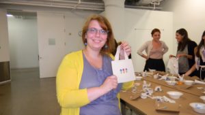 Art Intern for MSL Magazine and student at RISD, Melissa, proudly showed off her canvas bag with glitter ice cream cones.