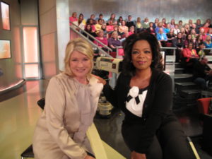 Oprah and I had a great time together.  While the crew was changing the set around, we sat off to the side.