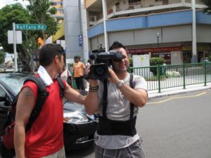 Next, we made a quick stop in Little India, the heart of Singapore's Indian community.  Here's our camera man Frankie.