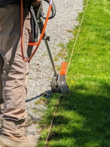 The important thing is to focus on staying in line with the turf – one of the biggest problems among homeowners is that they go too low and ignore the line they are following.