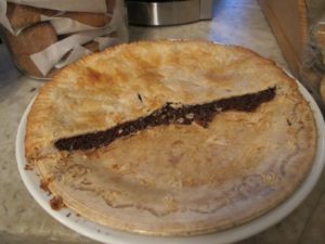 In addition to the apple pie for dessert, Cheryl made her grandmother's rich mincemeat pie, which Cheryl bakes in the very same pie plate that her grandmother did.
