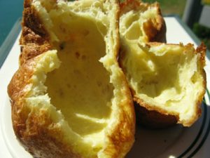 The hollow inside of a popover - moist, warm, and yum!