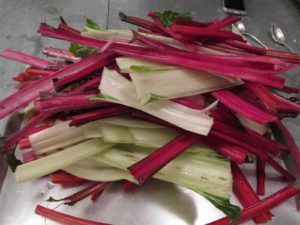 Thomas turned this colorful chard into a creamed Swiss chard.  He also served roasted fennel and braised leeks.