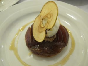 Dessert was an apple tarte tatin with creme fraiche ice cream and brown sugar caramel.