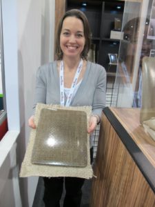 Pamela, from Fibershell, a French company - displayed ecologically friendly iPad covers.