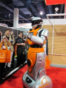 We try to emulate people by building robots, but in this case, a person was inside this costume trying to emulate a robot.