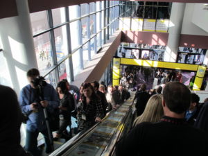 The escalators were jammed.
