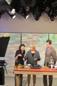 For my first demo, along with Ann Curry and Willie Geist, I showed how to make grilled mushroom burgers with white bean spread.