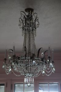 This chandelier, which I purchased many, many years ago, found a new home hanging in the guest house living room.