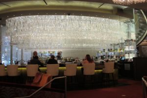 This is the first level of The Chandelier, the fabulous lounge at The Cosmopolitan of Las Vegas.  This three-level bar was designed by David Rockwell and features over 2 million crystals!