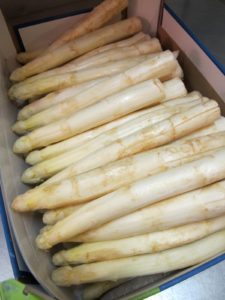 These amazing white asparagus just arrived from Holland.
