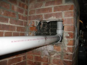 A little sooty, but the first ventilation pipe was connected.