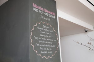 The menu of mini pies that will be available to buy all weekend.