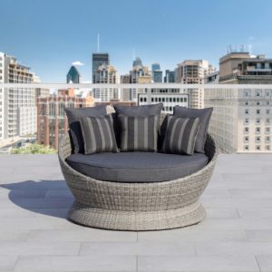 This Hudson Patio Daybed is sleek, cozy, versatile, and functional. It provides enough space for two and is the perfect spot for reading, napping, or lounging.