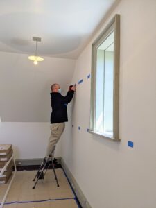 The next step was the installation. California Closets Master Installer, Brandon McWayne, came to the farm to put it all together. He came well prepared with his mask and gloves. These units can also be self-installed over a weekend.